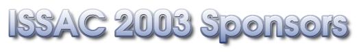 ISSAC 2003 Sponsors